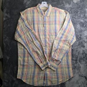 The Territory Ahead windowpane plaid Mens Dress Shirt Size XLT 100% cotton